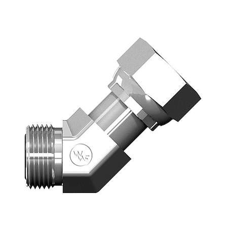 World Wide Fittings Male Flat Face O-Ring to Female Flat Face O-Ring Swivel 45 Deg. Elbow 4356X08X08